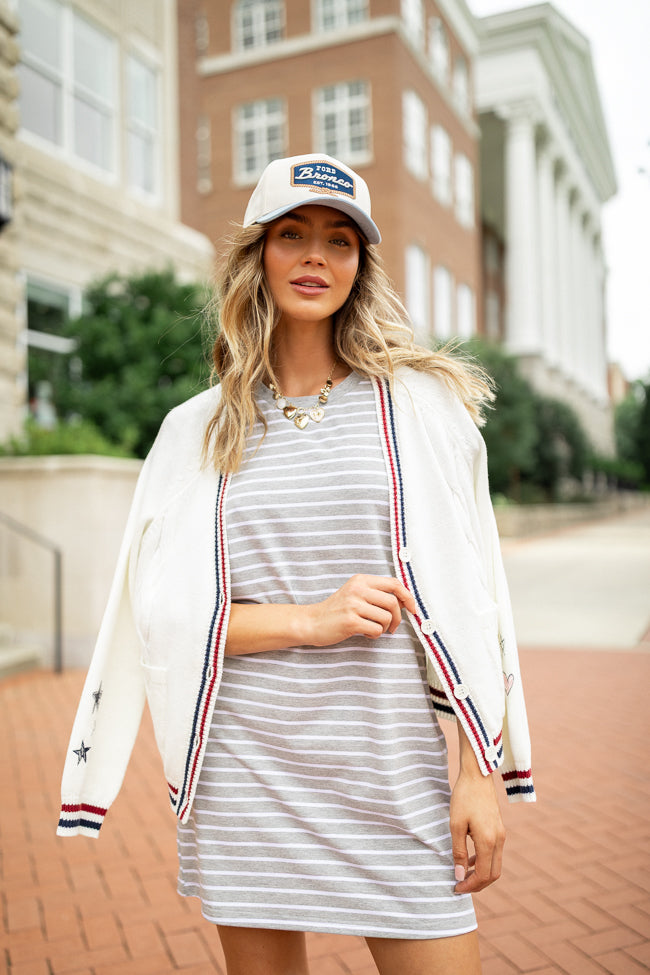 Abby Varsity Striped Grey Knit Dress FINAL SALE