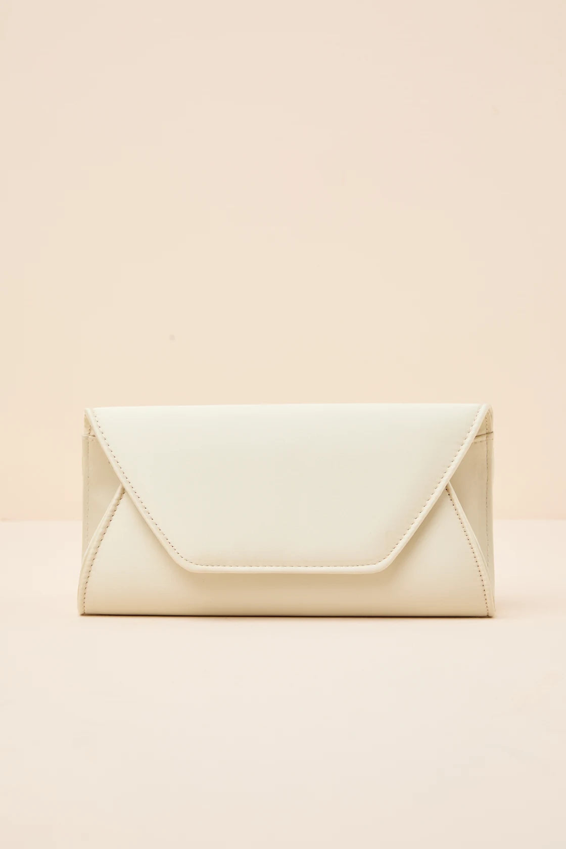 Adelae Ivory Satin Envelope Crossbody Clutch