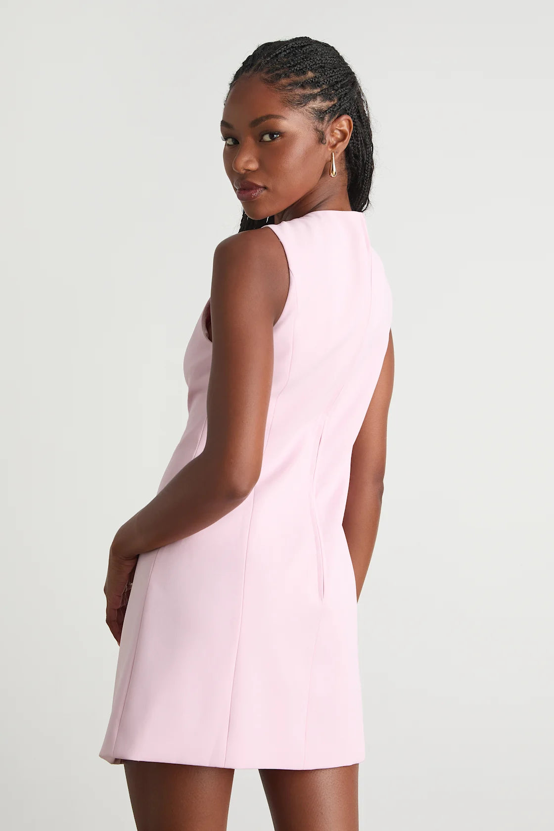 Adelie Dusty Blue Double Breasted Sleeveless Mini Dress