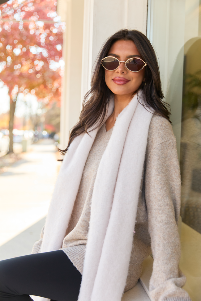 Adalyn Tan Oversized V-Neck Sweater SALE