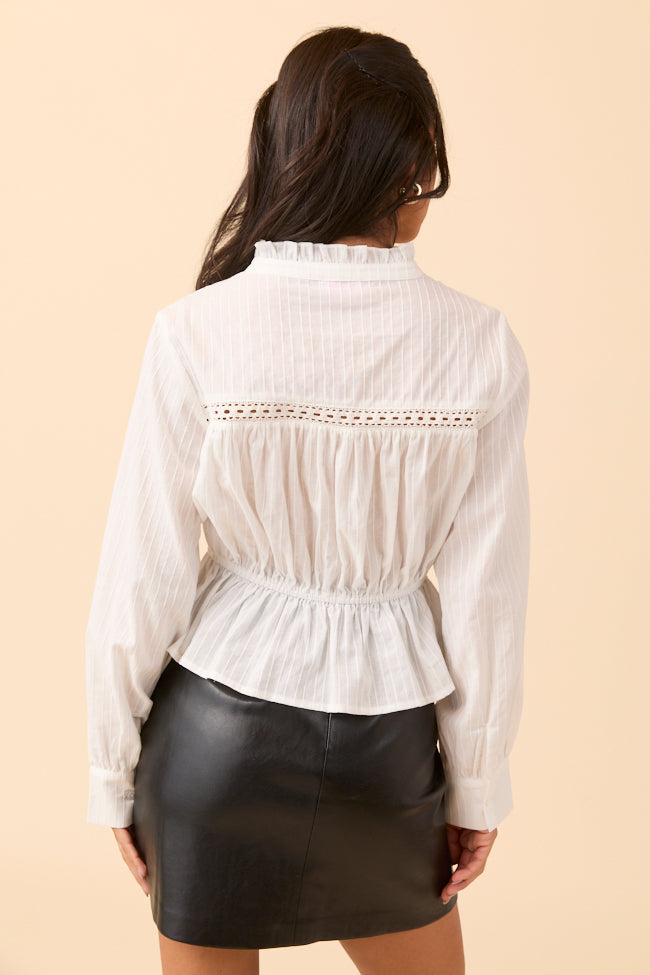Abby Lou White Long Sleeve Blouse